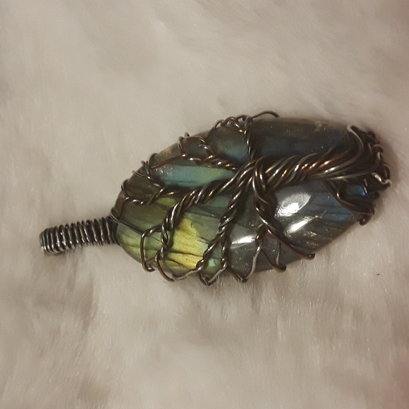 Handcrafted Wire Wrapped Labradorite Tree of Life Pendant Sterling Silver Wrap - Picture 6 of 11